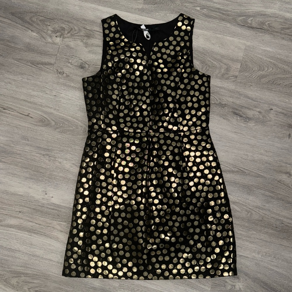 kensie black and gold polka dot dress